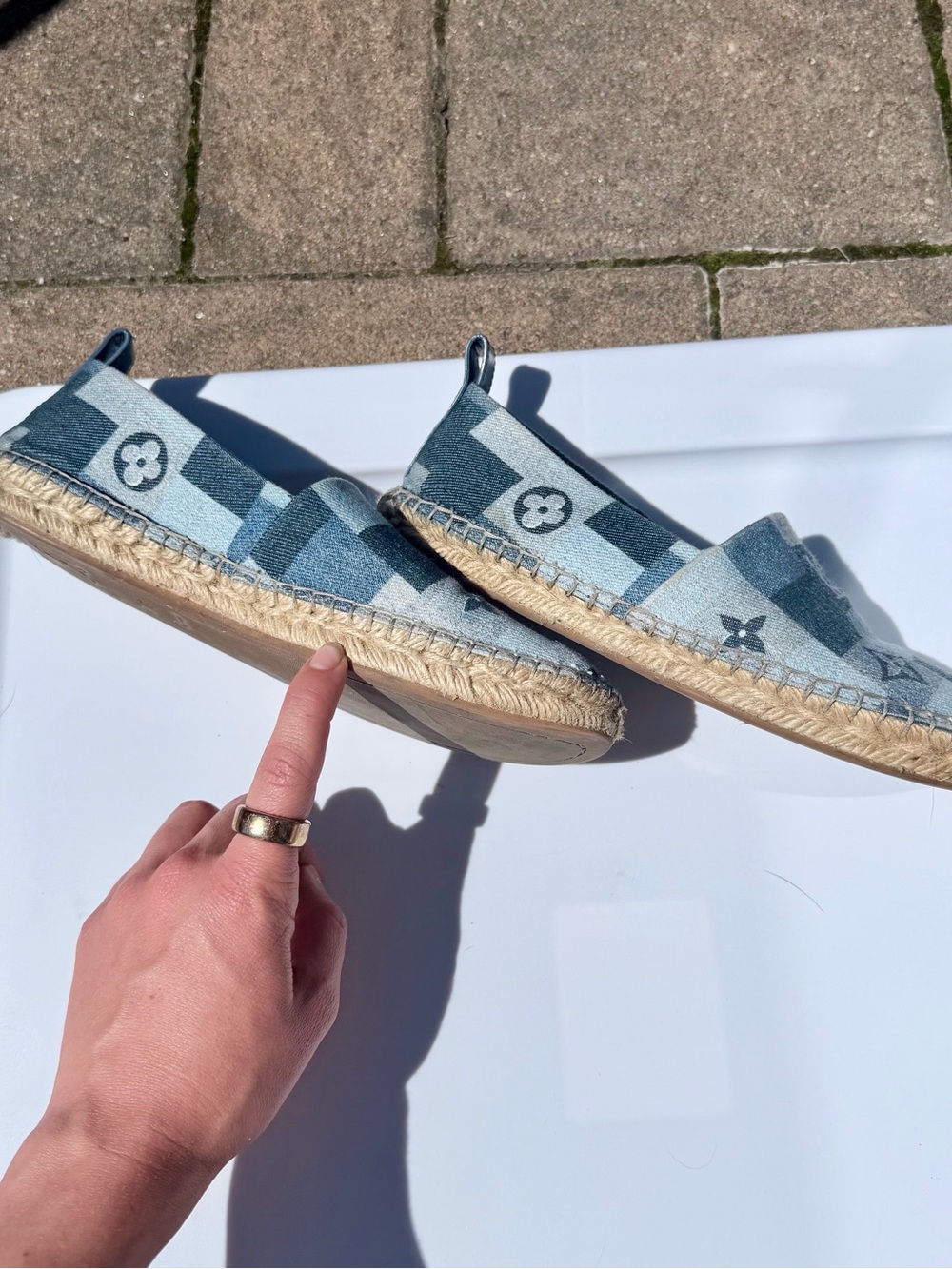 Louis Vuitton Patchwork Denim Espadrilles in Various Blues - Picture 3 of 8